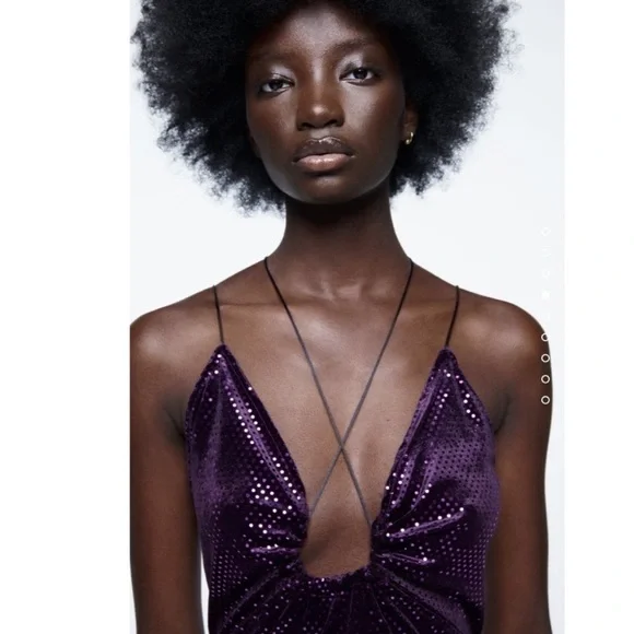 Blogger’s Favorite 🤩 Zara Purple Shiny Ring Detail Strappy Back Mini Dress - Picture 4 of 9